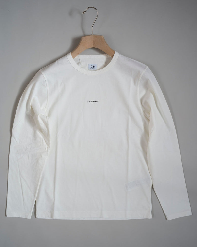 C.P. Company Brushed Jersey Long Sleeves T-Shirt. Art. 13CMTS308A 0055870G Col. 103 / Gauze White