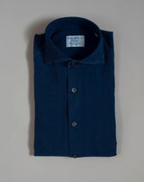 100% Cotton Col. 01 / Blue Art. PW1126 Mod. L69 Ghirardelli Washed Cotton Chambray Shirt / Dark Indigo