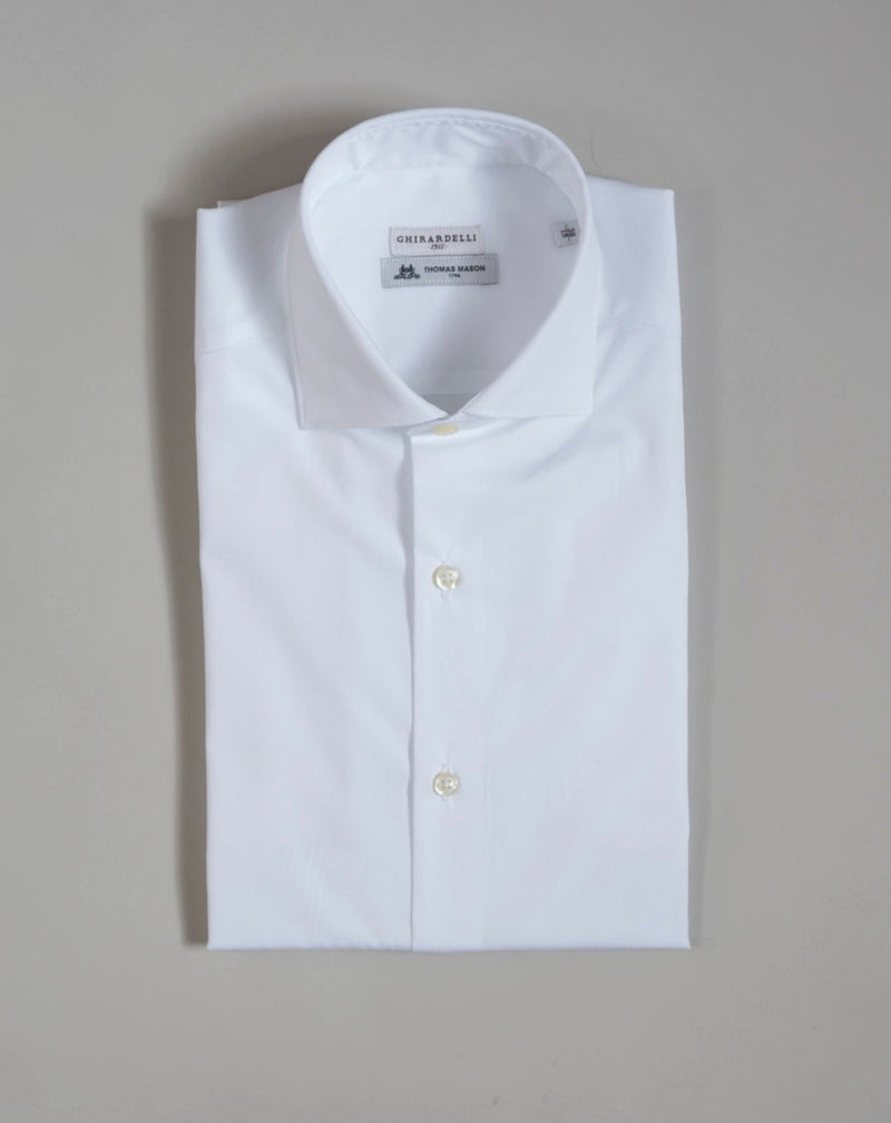 100% Cotton Col. 01 / White Art. P1450 Mod. G/69B878 Ghirardelli Poplin Dress Shirt / White