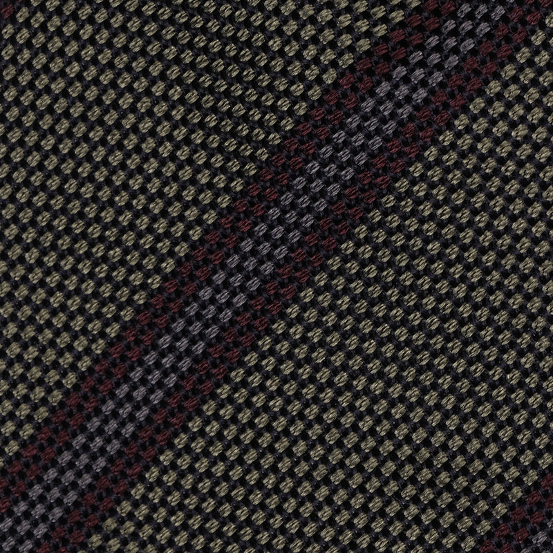 Viola Milano Artisan Stripe 3-fold Grenadine Tie / Olive Mix