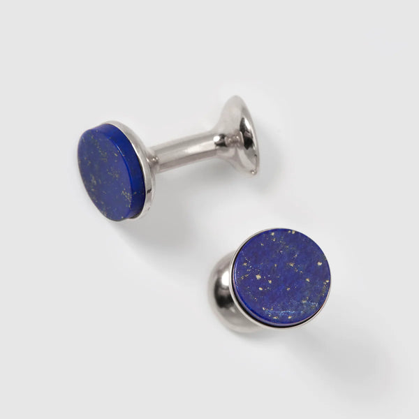 Codis Maya Lapis Lazuli Bow Cufflinks / Rhodium Plating