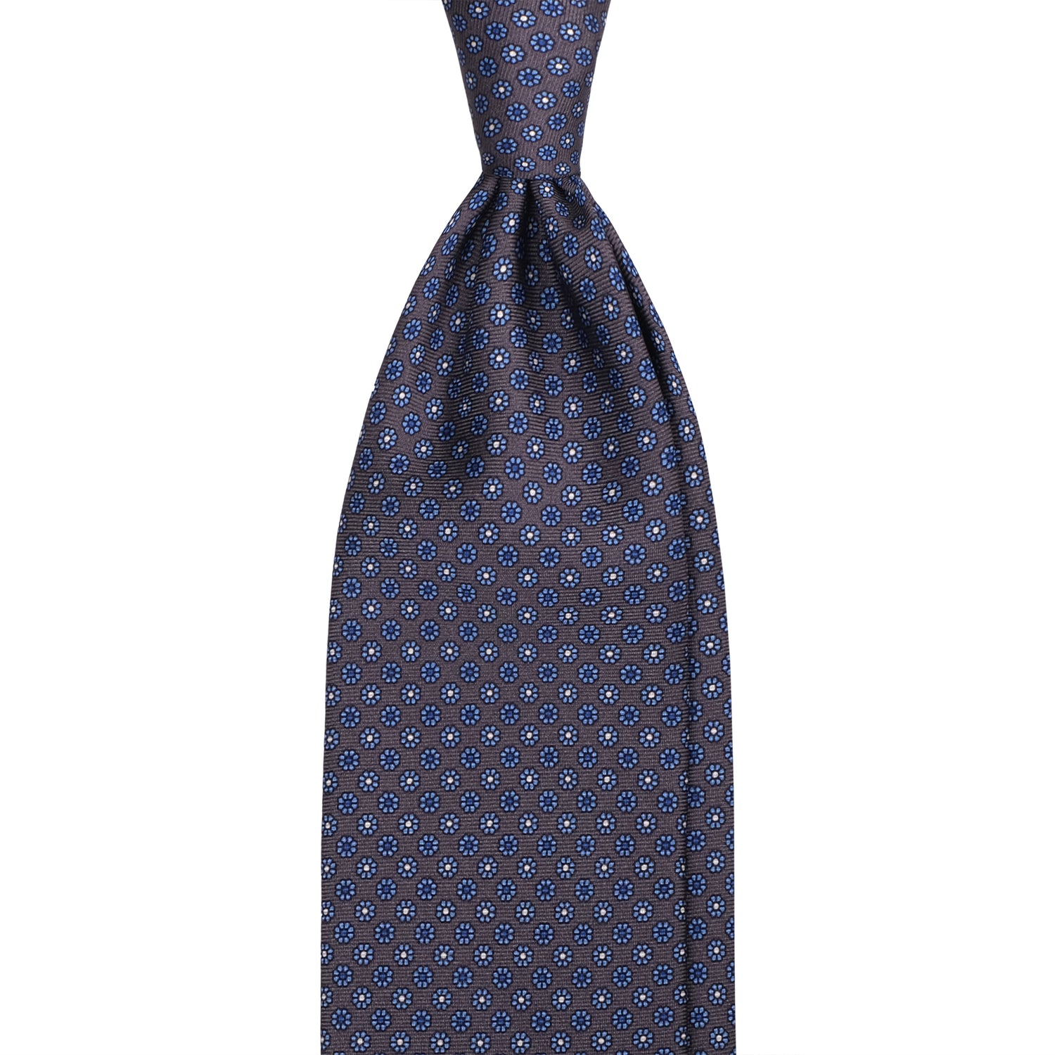 Viola Milano Micro Floral Selftipped Italian Silk Tie / Grey Mix