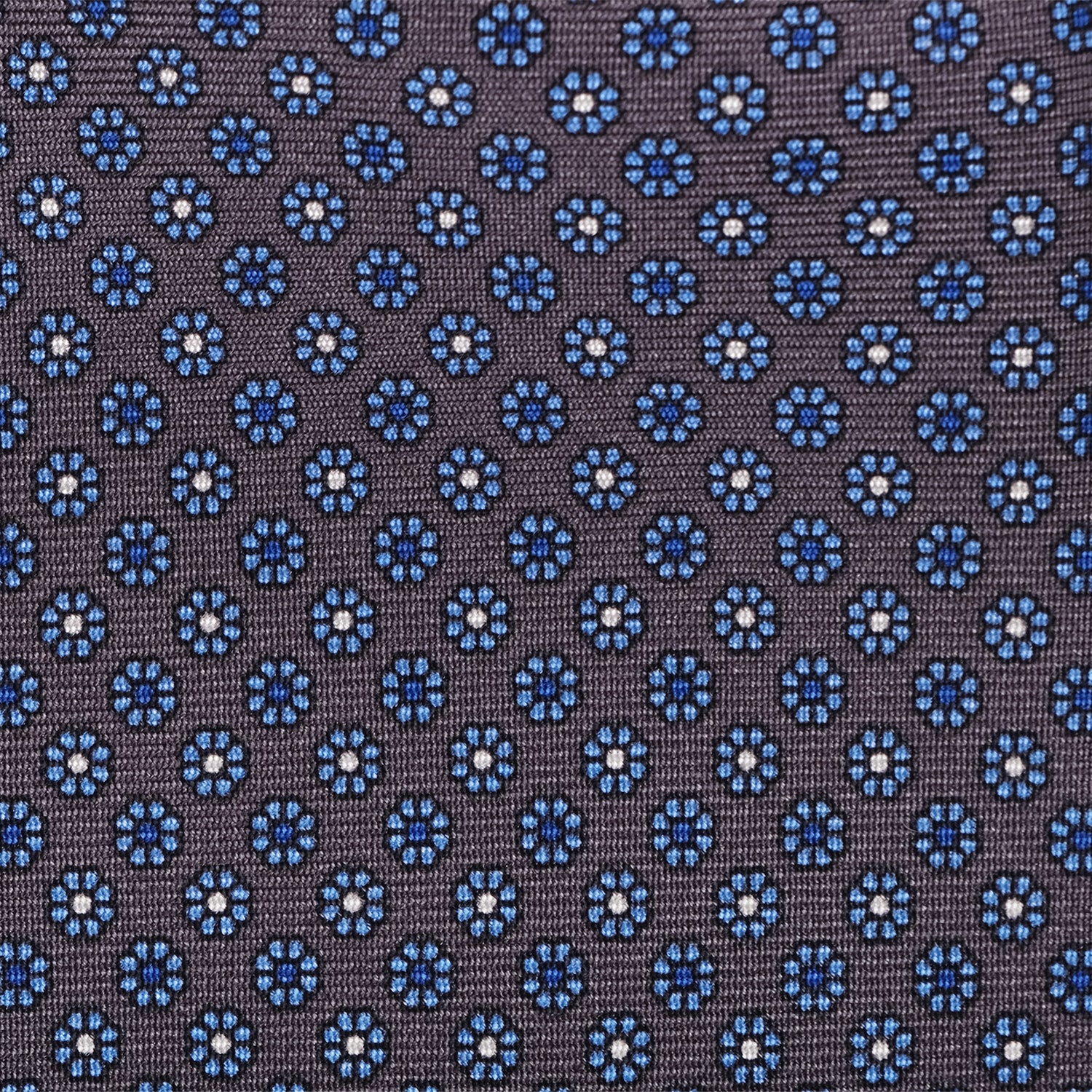 Viola Milano Micro Floral Selftipped Italian Silk Tie / Grey Mix
