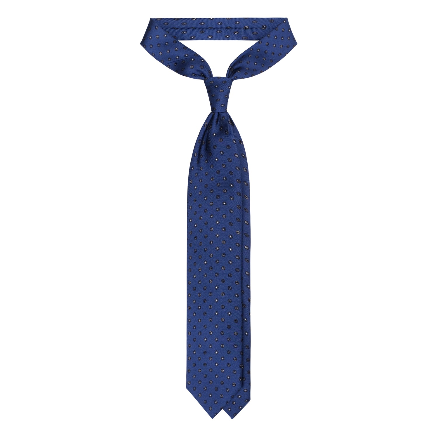 Viola Milano Mix Floral Selftipped Italian Silk Tie / Navy Mix