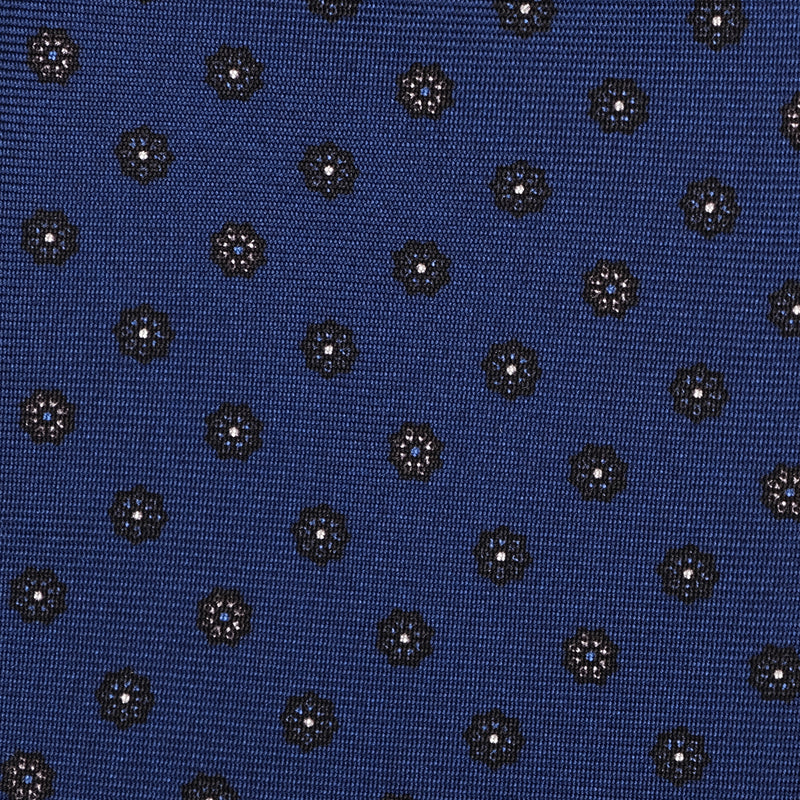 Viola Milano Mix Floral Selftipped Italian Silk Tie / Navy Mix