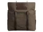 Measurements: L: 46 H: 34 W:18 cm Body: Tight-woven cotton canvas Fabric composition: CO 94% PU 4% PC 2% - 709 gr/rm Trimmings: Dark brown vegetable tanned full-grain bridle leather Lining: 100% cotton in Army colour Hardware: Solid brass with varnish protection Zipper: Hand Polished YKK Excella Art. No. MS110110 travel bag, or bend flaps down for a large, open city tote bag. A full-grain leather pocket on each gusset adds extra durability to the bottom corners