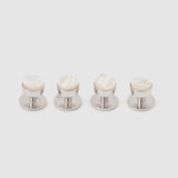 Codis Maya Mother Of Pearl Bow Stud Set / Rhodium Plating