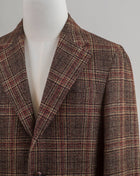 Caruso Brown Wool Linen & Cashmere Glencheck Jacket