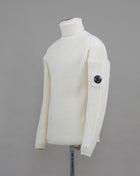 Art. 13CMKN205A 005292A 60% Wool 40% Acrylic Col. 103 / Gauze White C.P. Company Heavy Ribbed Merino Roll Neck / Gauze White