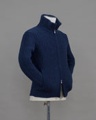 Gran Sasso heavy ribbed knitted jacket with full length two way zip in front. Great piece for layering as the weather gets colder. Art. 10155 / 19643 Col. 589 / Blue 80% Wool 10% Cashmere 10% Viscose