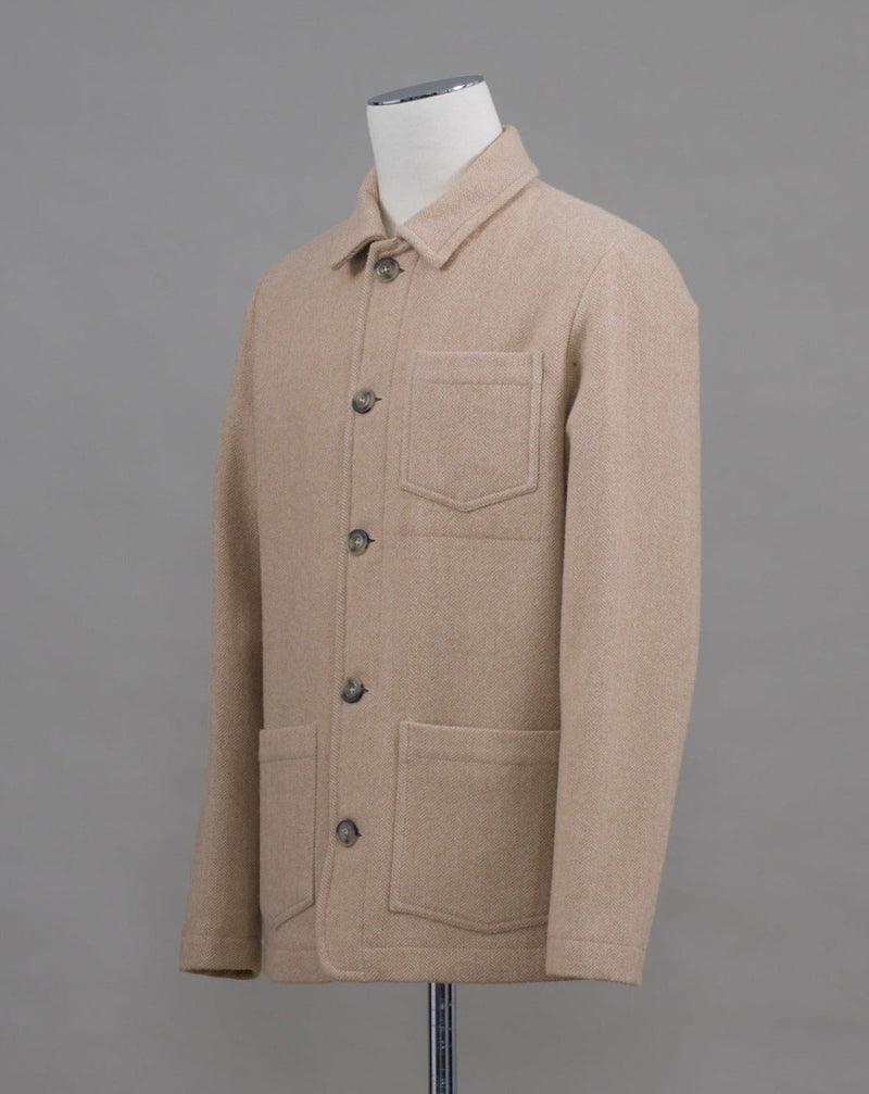 Altea Wool & Alpaca Herringbone Jacket / Beige