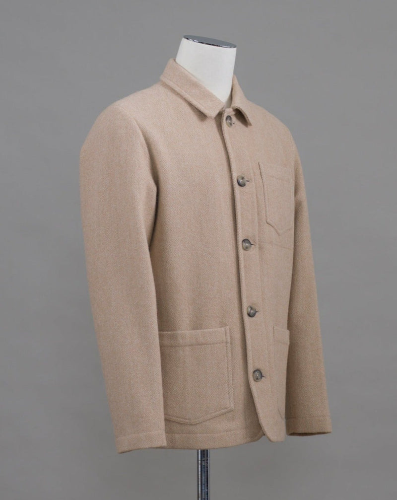 Altea Wool & Alpaca Herringbone Jacket / Beige