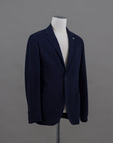 Unconstructed and garment dyed jacket from L.B.M.  Mod. 2837 Art. 25513/2 69% Modal 28% Cotton 3% Elastan Col. Navy Unconstructed  Unlined Made in Italy