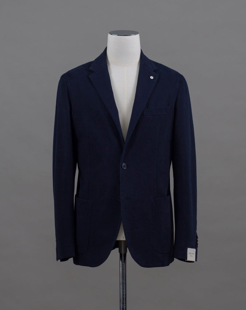 Unconstructed and garment dyed jacket from L.B.M.  Mod. 2837 Art. 25513/2 69% Modal 28% Cotton 3% Elastan Col. Navy Unconstructed  Unlined Made in Italy