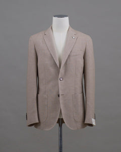 L.B.M. 1911 Cotton Herringbone Jacket. Brushed to achieve that beautifully soft flanelly touch. Mod. 2815 Art. 25801/1 100% Cotton Col. Light Beige Unlined  Unconstructed Made in Italy