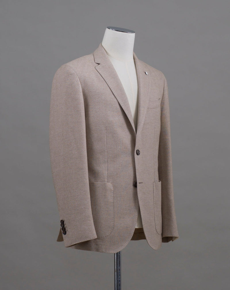 L.B.M. 1911 Cotton Herringbone Jacket. Brushed to achieve that beautifully soft flanelly touch. Mod. 2815 Art. 25801/1 100% Cotton Col. Light Beige Unlined  Unconstructed Made in Italy