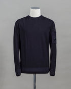 Art. 13CMKN245A 003247F Col. 888 / Total Eclipse 100% Merino Wool C.P. Company Merino Crew Neck Knit / Total Eclipse