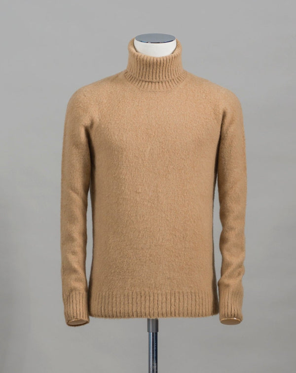 Gran Sasso brushed wool roll neck. Material of this garment has been brushed 6 times to give it extra soft touch and warm, wooly feeling.  Art.  24196/18801 Col. 125 / Beige 100% Wool Made in Italy 