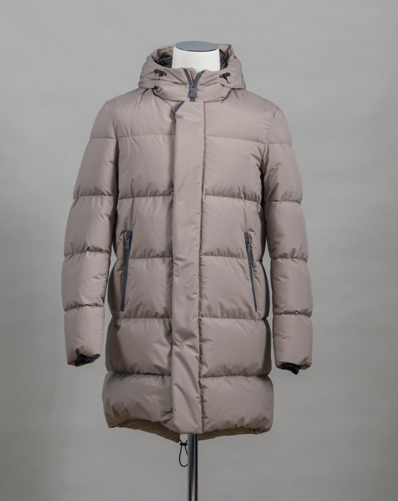 Herno Laminar Down Gore Windstopper Fishtail Parka.  GORE TEX Infinium™ membrane makes this parka totally wind and water proof. Add puffy down filling and you do not have to worry about the winter conditions any more. Art. PI00245UL 11106 Col. 2600 / Taupe 80% Down 20% Feather Fixed hood Two way zipper in front