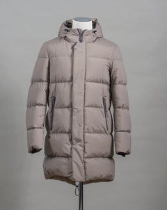 Herno Laminar Down Gore Windstopper Fishtail Parka.  GORE TEX Infinium™ membrane makes this parka totally wind and water proof. Add puffy down filling and you do not have to worry about the winter conditions any more. Art. PI00245UL 11106 Col. 2600 / Taupe 80% Down 20% Feather Fixed hood Two way zipper in front