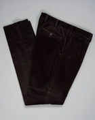 98% Cotton 2% Elastan Mod. B1P Art. TW22028R Col. Dark Brown / 6970 De Petrillo Corduroy Trousers / Dark Brown