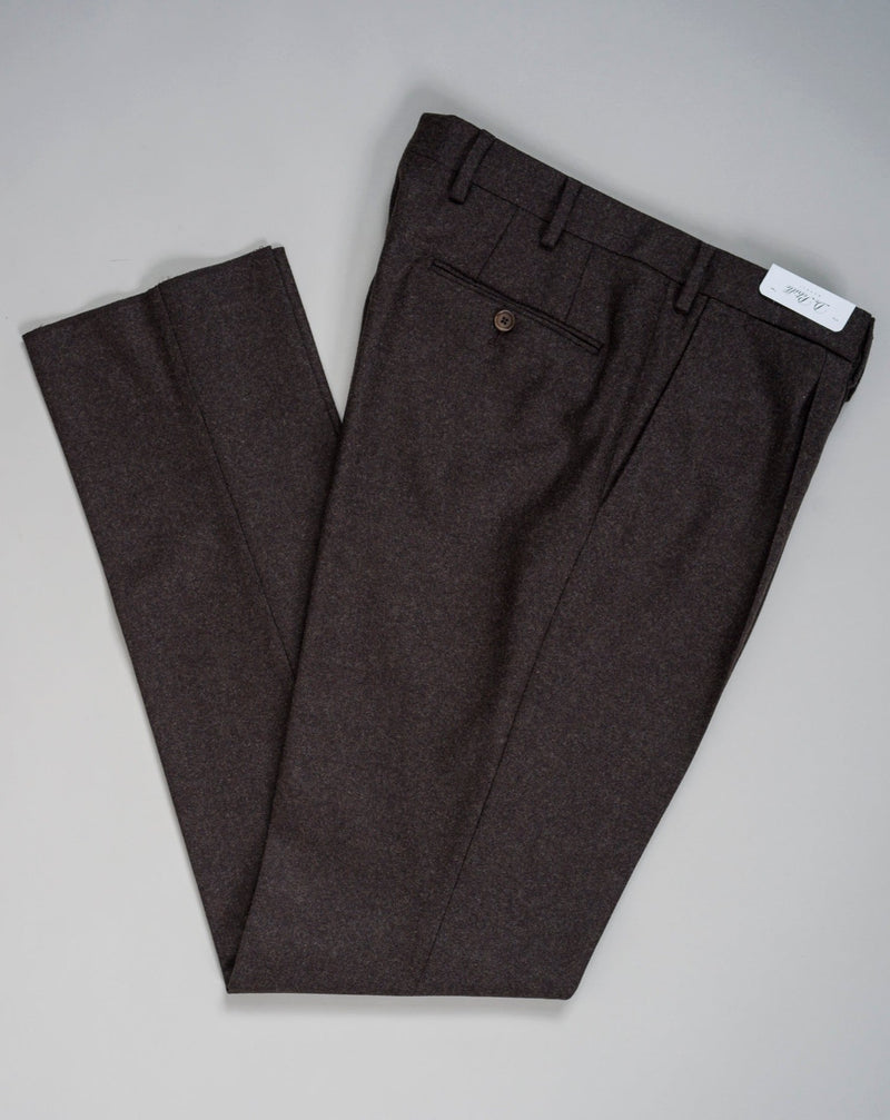 Mod. B1P Art.TP00704 Col. 6970 / Dark Brown 100% Virgin Wool De Petrillo Flannel Trousers / Dark Brown