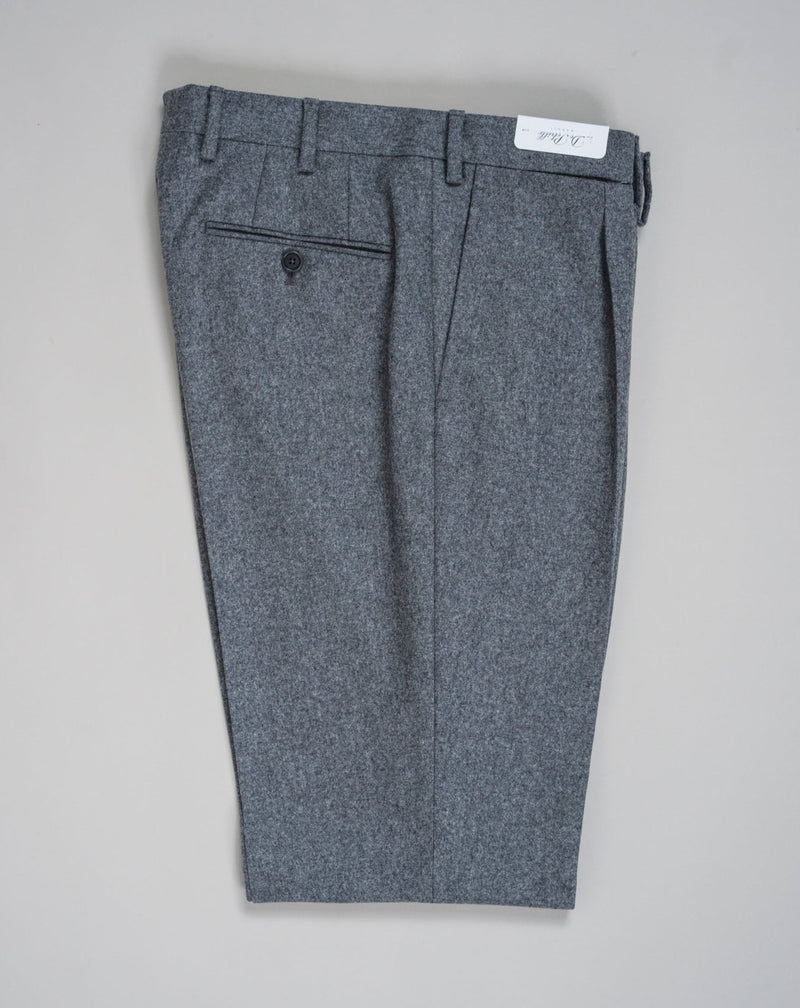 Mod. B1P Art.TP00704 Col. 7020 / Light Grey 100% Virgin Wool De Petrillo Flannel Trousers / Light Grey