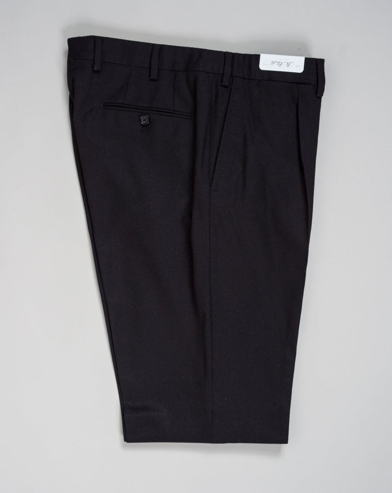 Mod. B1P Art.TP00704 Col. 1274 / Black 100% Virgin Wool De Petrillo Flannel Trousers / Black