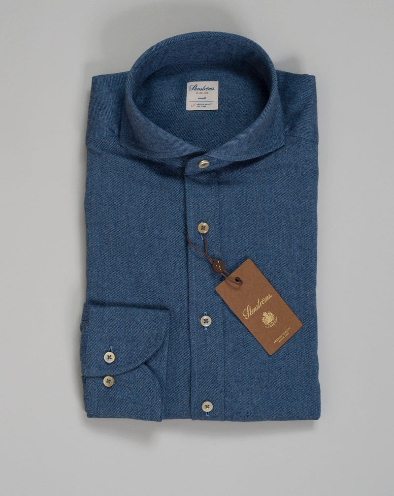 Slimline 100% Cotton Art. 712371 8435 Col. 160 / Blue Stenströms Casual Flannel Shirt / Blue