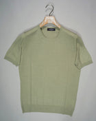 Article: 43112 / 23503 Color: Light Green / 403 Composition: 100% Silk Made in Italy  Gran Sasso Knitted Silk T-Shirt / Light Green