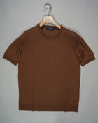 Article: 43112 / 23503 Color: Tobacco / 165 Composition: 100% Silk Made in Italy  Gran Sasso Knitted Silk T-Shirt / Tobacco