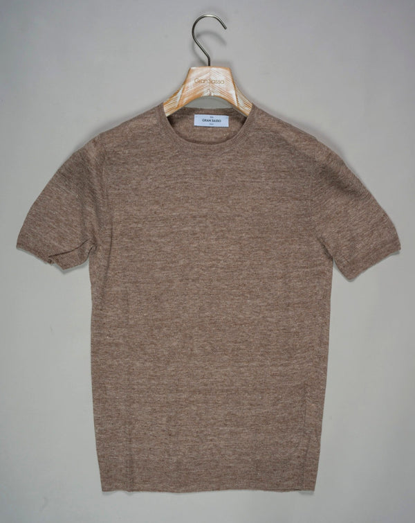 Article: 57177 / 24801 Color: Light Brown / 140 Composition: 100% Linen Gran Sasso Linen T-Shirt / Light Brown