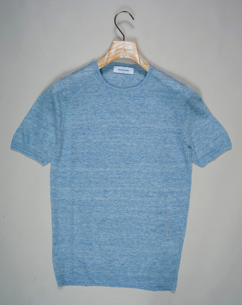 Article: 57177 / 24801 Color: Light Blue / 510 Composition: 100% Linen Gran Sasso Linen T-Shirt / Light Blue