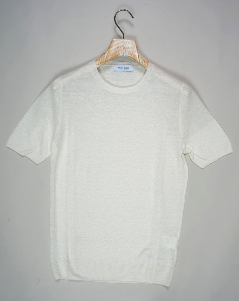Article: 57177 / 24801 Color: White / 005 Composition: 100% Linen Gran Sasso Linen T-Shirt / White