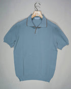 Article: 57157 / 20642 Color: 508 / Dusty Blue 100% Cotton Model: Tennis Gran Sasso Capri Collar Polo Shirt / Dusty Blue