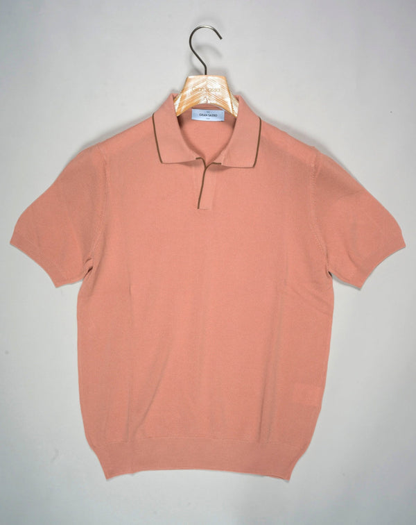 Article: 57157 / 20642 Color: 329 / Old Rosa 100% Cotton Model: Tennis Gran Sasso Capri Collar Polo Shirt / Old Rosa