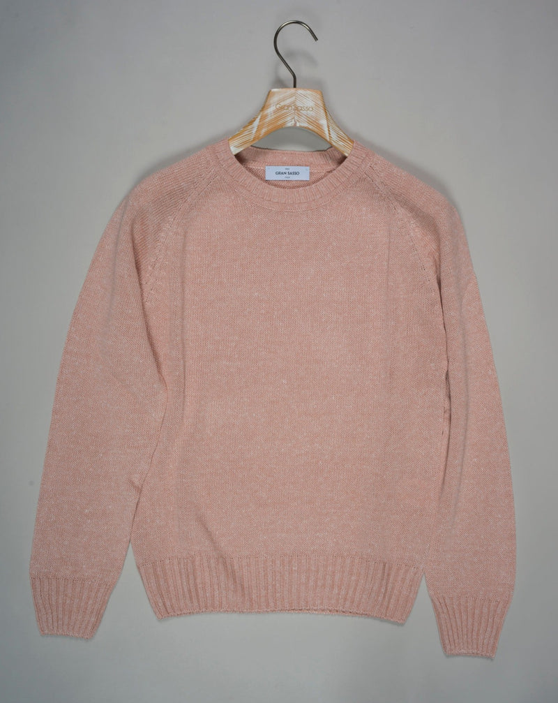 Article: 13138 / 18628 Color: 336 / Light Rosa 68% Linen 32% Cotton Gran Sasso Linen & Cotton Raglan Knit / Light Rosa made in italy
