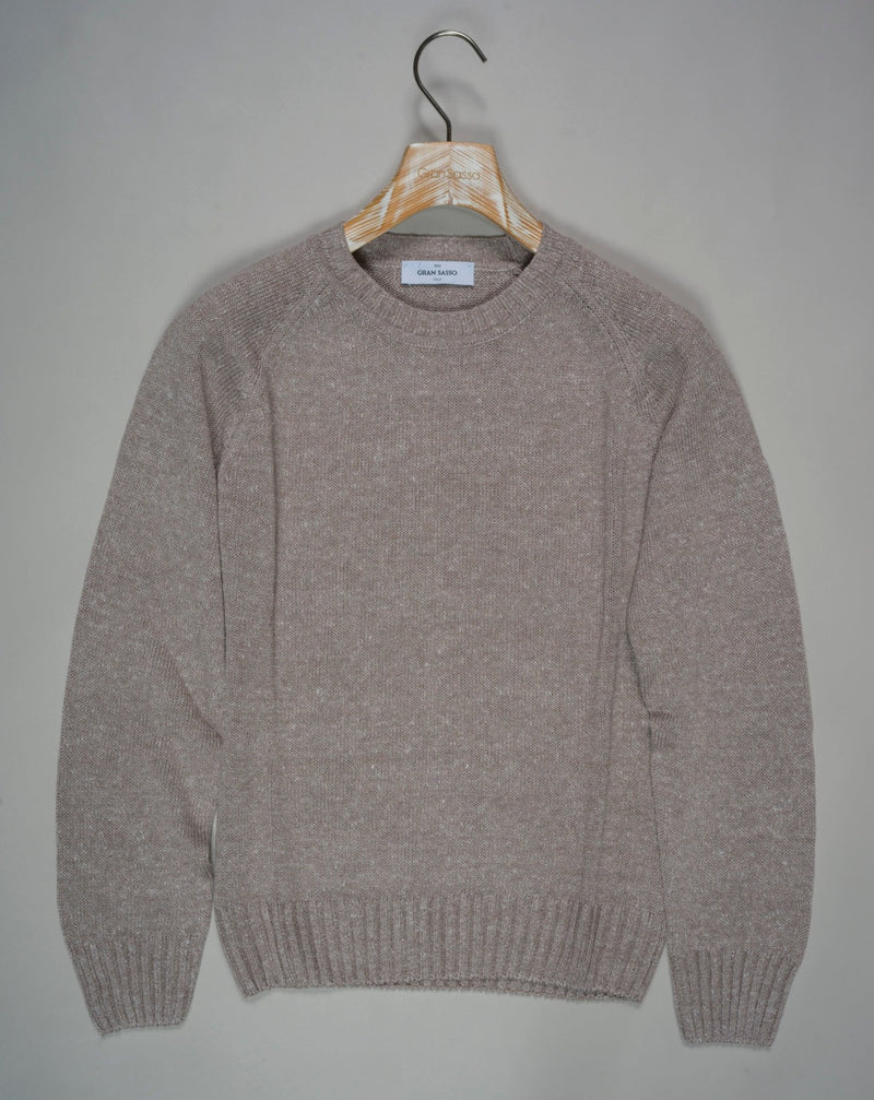 Article: 13138 / 18628 Color: 120 / Light Taupe 68% Linen 32% Cotton Made in Italy Gran Sasso Linen & Cotton Raglan Knit / Light Taupe