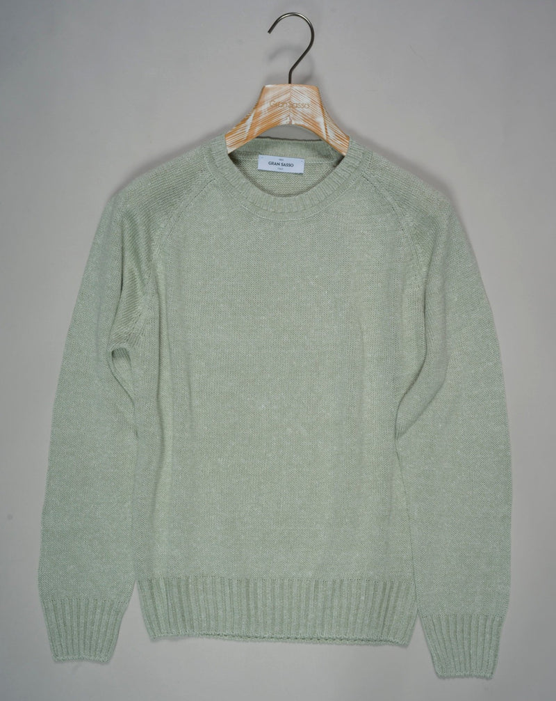Article: 13138 / 18628 Color: 410 / Pale Green 68% Linen 32% Cotton Made in Italy Gran Sasso Linen & Cotton Raglan Knit / Pale Green