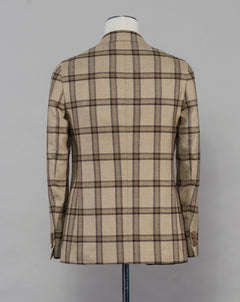 Modello: Posillipo Articolo: TW19102F Colore: 6970 / Beige & Brown Composition: 50% wool, 30% silk & 20% flax Drop 7 Made in Naples, Italy De Petrillo Check Jacket / Brown & Beige Checks