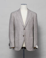 Unconstructed Patch pockets 2 Buttons Side vents Article: 32048 Model: 2652 Color: Light Beige / 3 Composition: 60% Linen 40% Wool L.B.M. 1911 Linen & Wool Panama Jacket / Light Beige