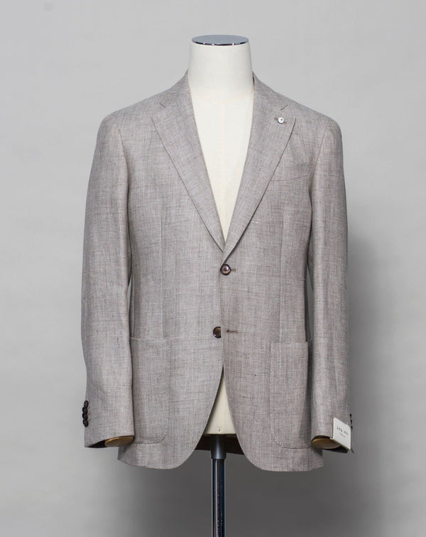 Unconstructed Patch pockets 2 Buttons Side vents Article: 32048 Model: 2652 Color: Light Beige / 3 Composition: 60% Linen 40% Wool L.B.M. 1911 Linen & Wool Panama Jacket / Light Beige