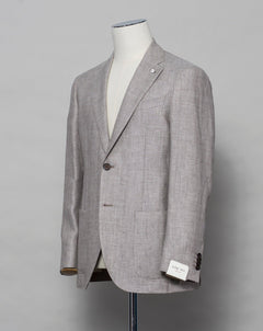 Unconstructed Patch pockets 2 Buttons Side vents Article: 32048 Model: 2652 Color: Light Beige / 3 Composition: 60% Linen 40% Wool L.B.M. 1911 Linen & Wool Panama Jacket / Light Beige