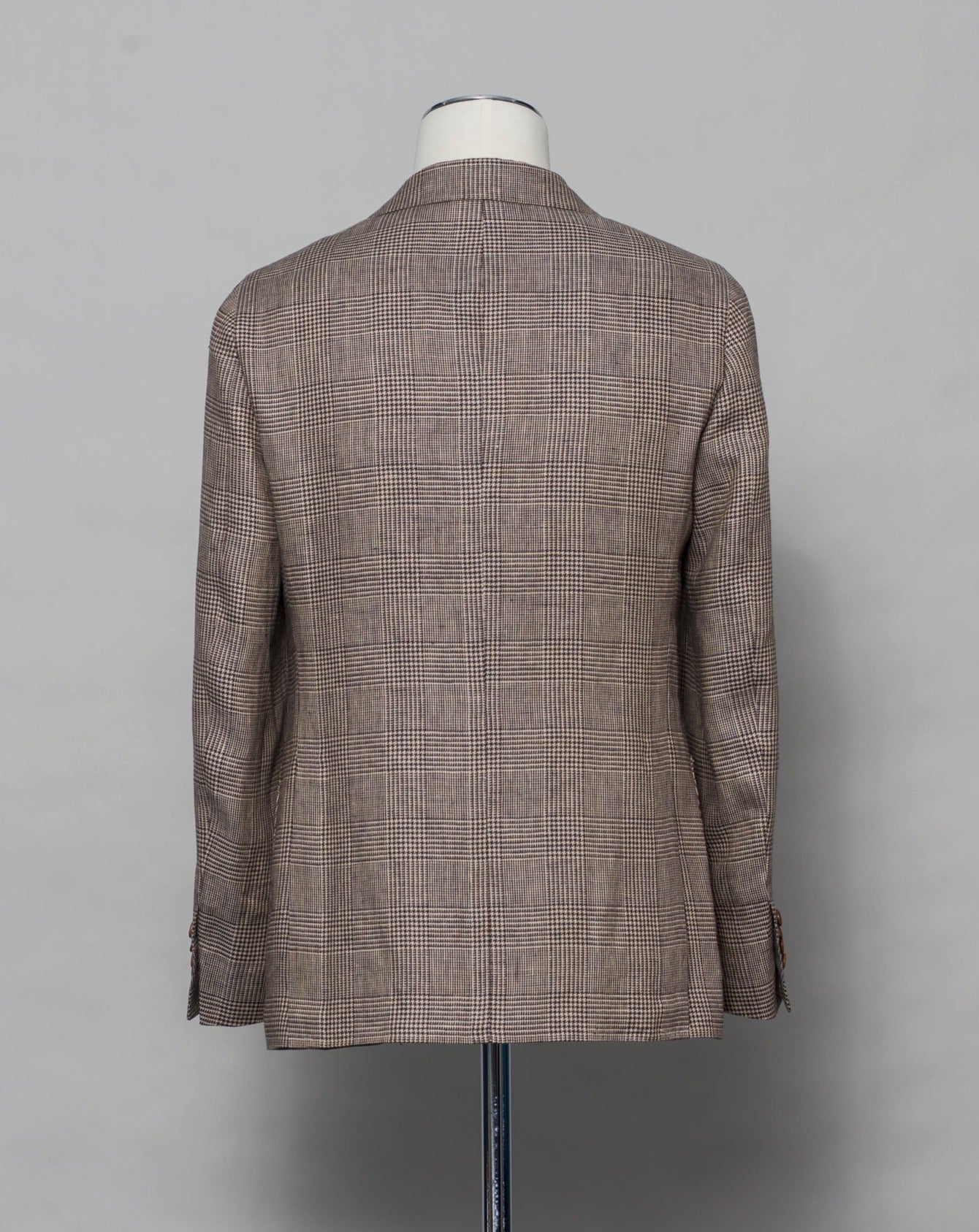 Composition: 100% Linen Color: 8160 / Brown Article: TS23083 Model: GJ02 Drop 7 Gaiola Napoli Linen Glencheck Jacket / Brown