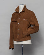 Model: Sivello Article: CHE23-01 Composition: 100% Lamb Leather Color: Tobacco  Tagliatore Suede Trucker Jacket / Tobacco