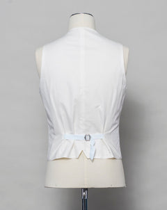 Composition: 56% Linen 44% Cotton Modello: BEN/F PE Color: EX848 / White Double-breasted Wide shawl lapel Jet pockets Made in Martina Franca, Italy Tagliatore Double-Breasted Shawl Waistcoat / White