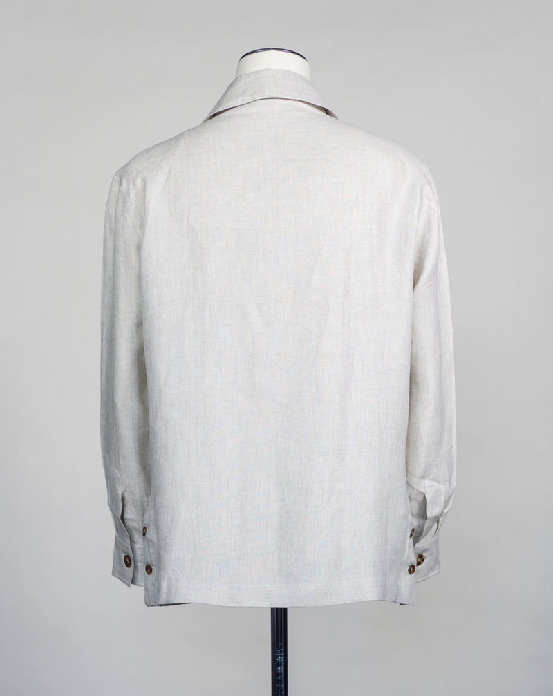 Model: Gaiola Art. Taormina Color: 506.50 100% Linen Avino Herringbone Sahariana / Light Beige Overshirt