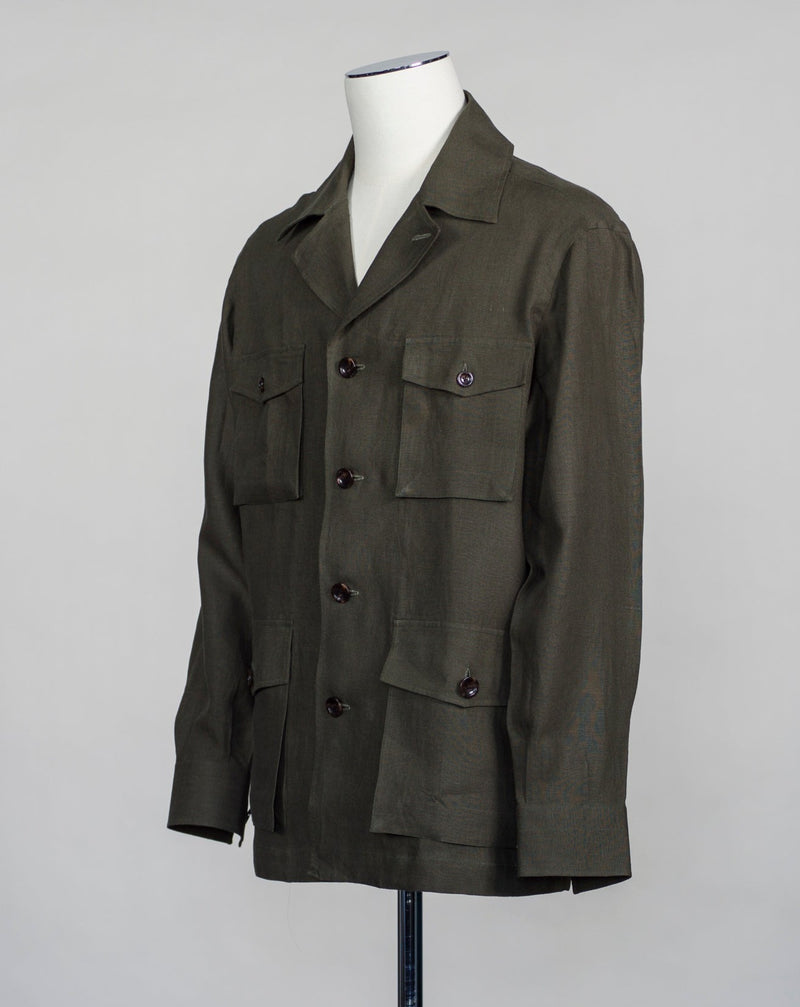 Model: Gaiola Art. Via Sahariana 330TP Color: 439 100% Linen Avino Sahariana / Olive Green Overshirt