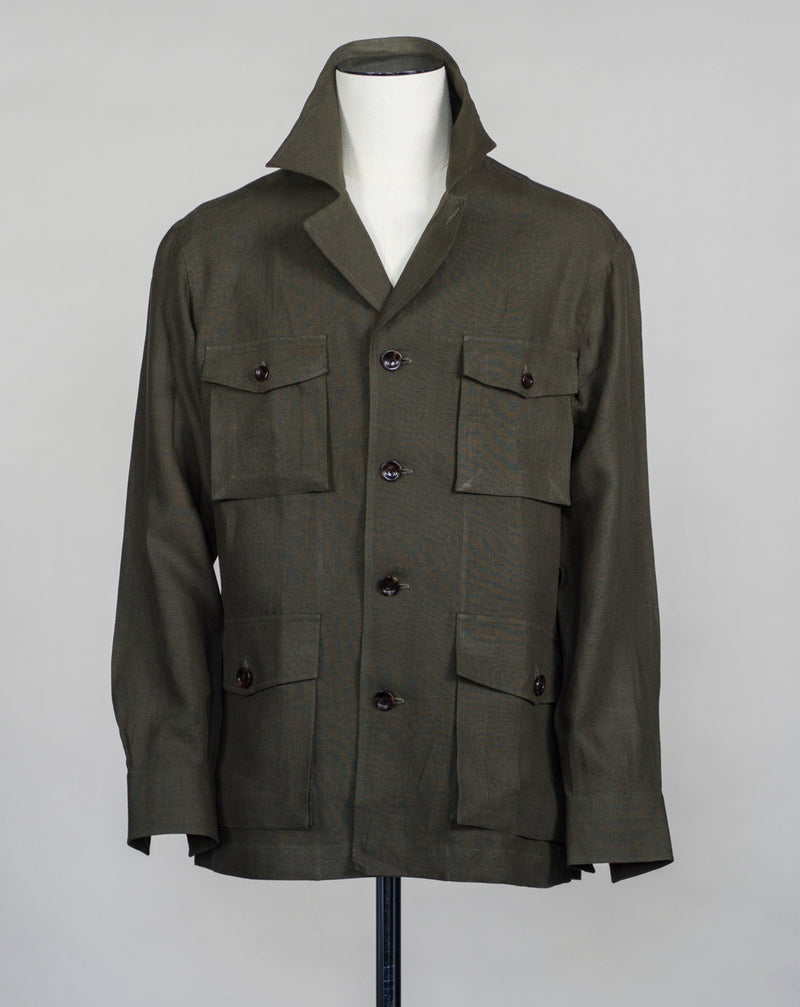 Model: Gaiola Art. Via Sahariana 330TP Color: 439 100% Linen Avino Sahariana / Olive Green Overshirt