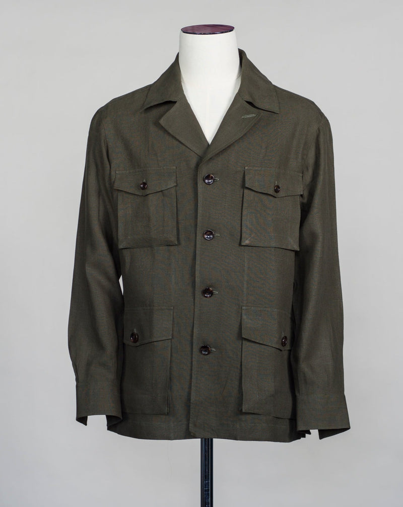 Model: Gaiola Art. Via Sahariana 330TP Color: 439 100% Linen Avino Sahariana / Olive Green Overshirt